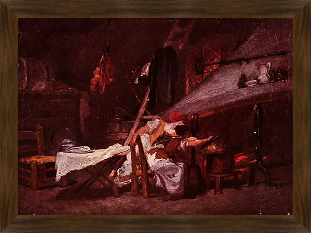 Картина в раме - At the Stove. Жан Оноре Фрагонар