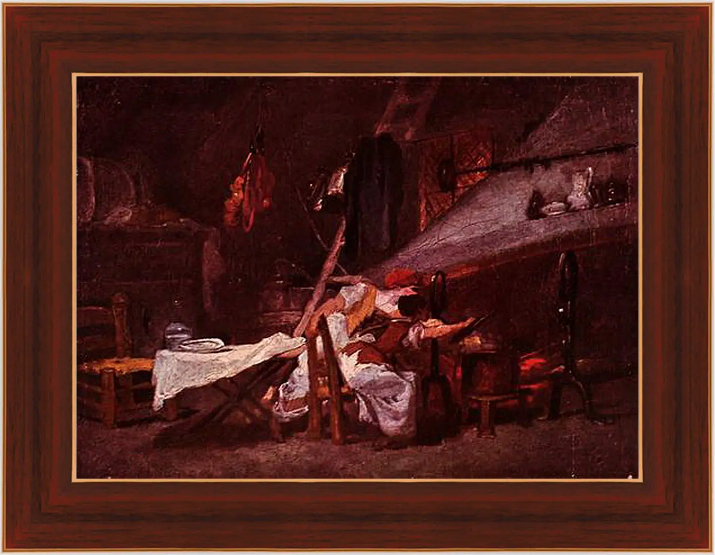 Картина в раме - At the Stove. Жан Оноре Фрагонар