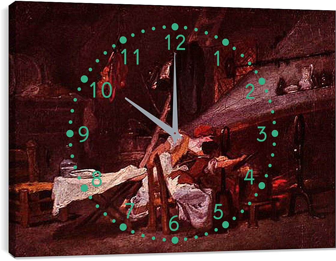 Часы картина - At the Stove. Жан Оноре Фрагонар
