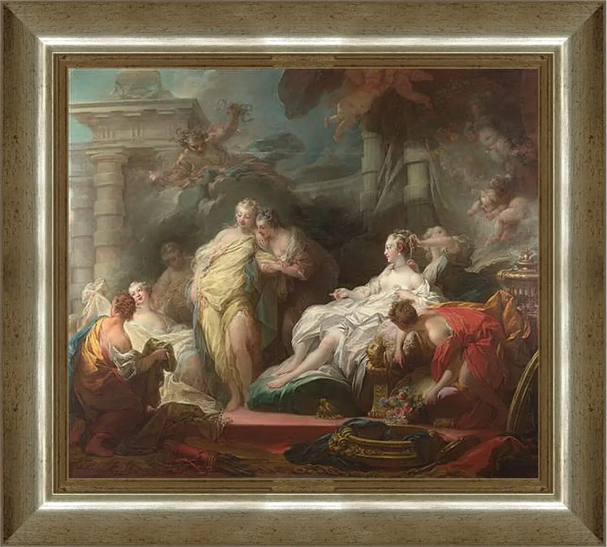 Картина в раме - Psyche showing her Sisters her Gifts from Cupid. Жан Оноре Фрагонар
