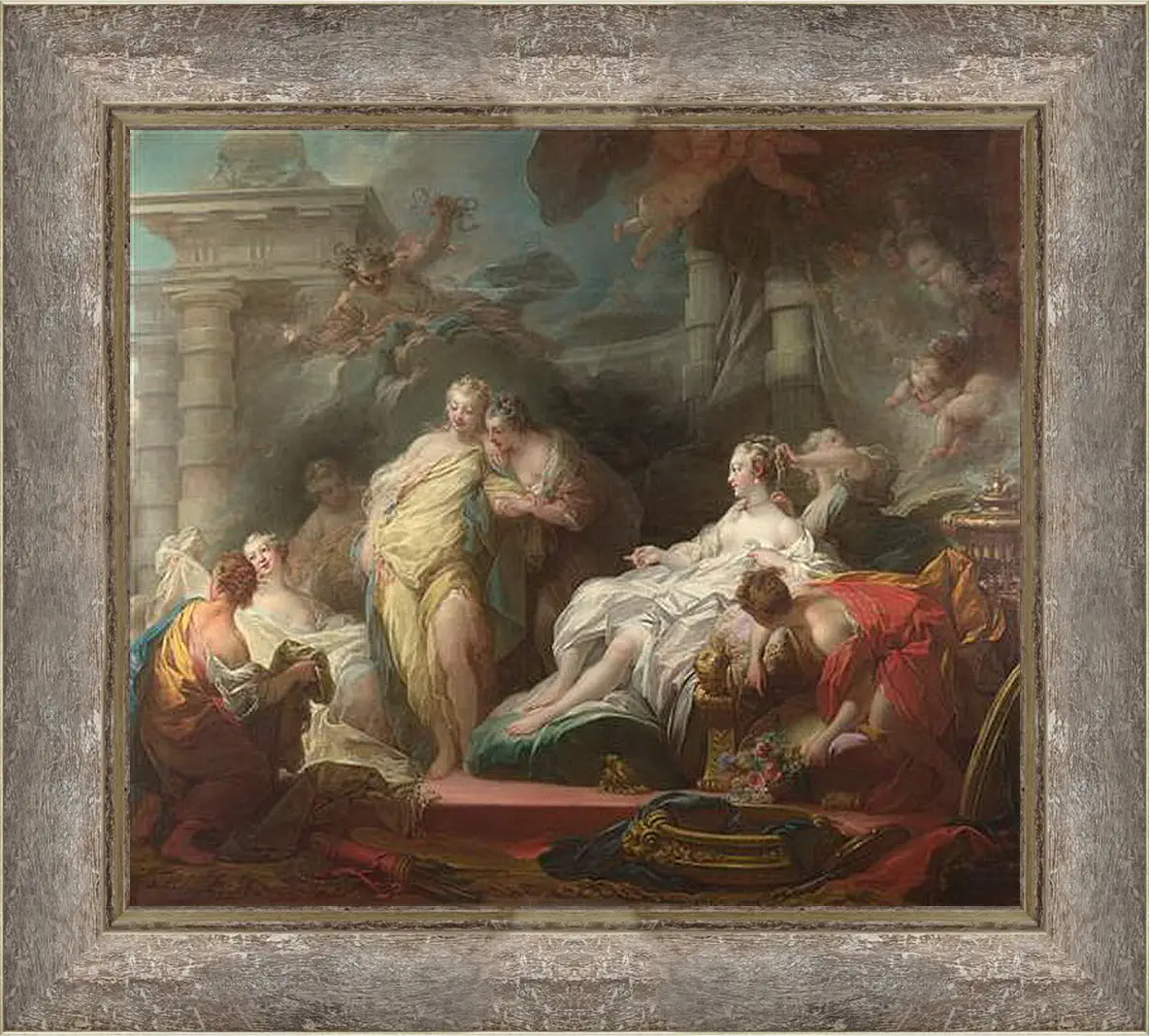 Картина в раме - Psyche showing her Sisters her Gifts from Cupid. Жан Оноре Фрагонар