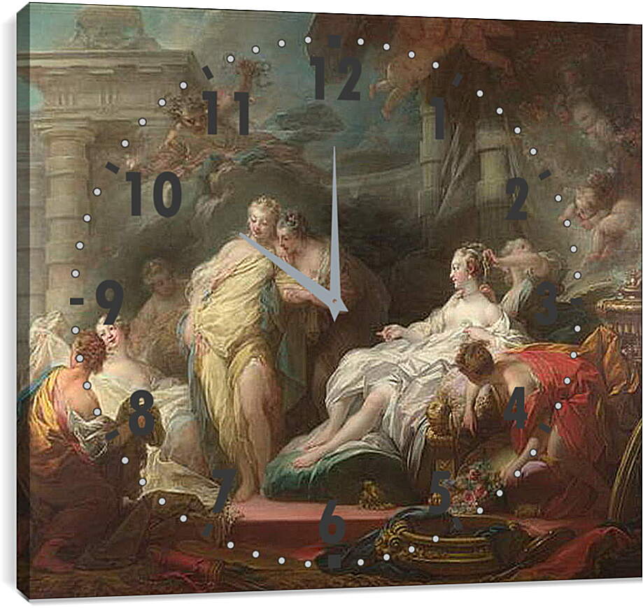 Часы картина - Psyche showing her Sisters her Gifts from Cupid. Жан Оноре Фрагонар
