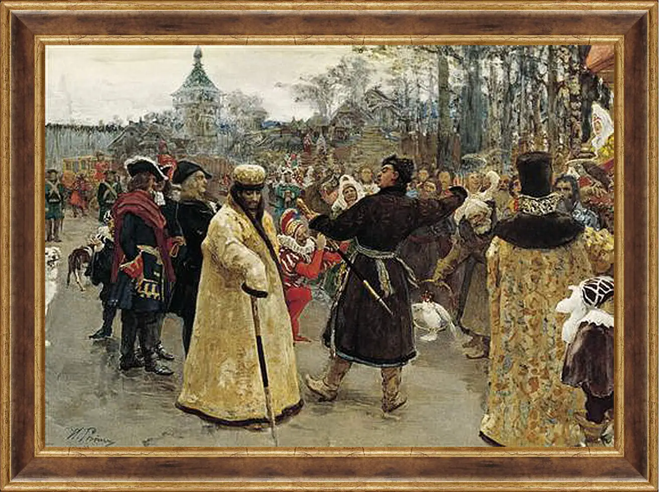 Картина в раме - Приезд царей Петра и Иоанна. Илья Репин