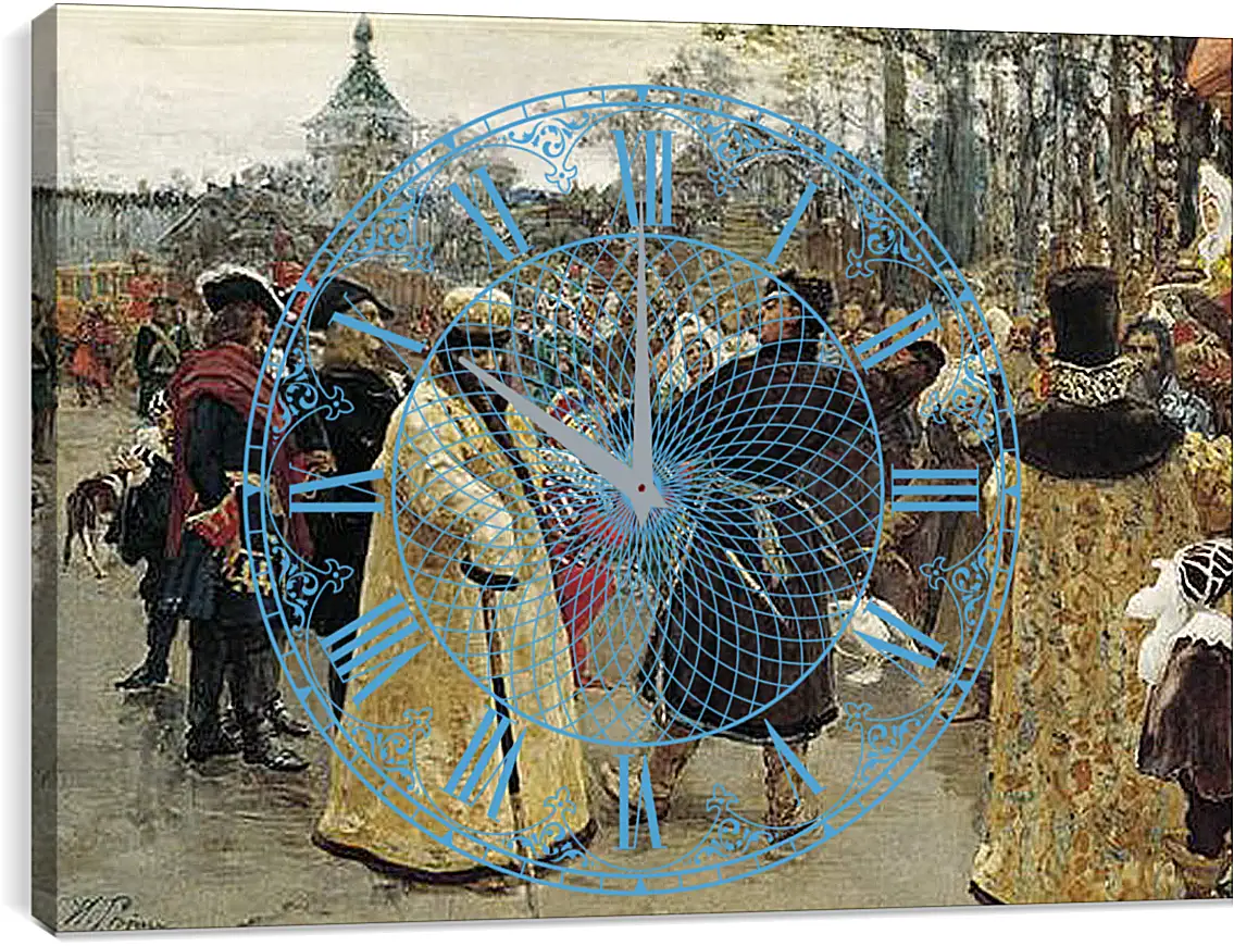 Часы картина - Приезд царей Петра и Иоанна. Илья Репин