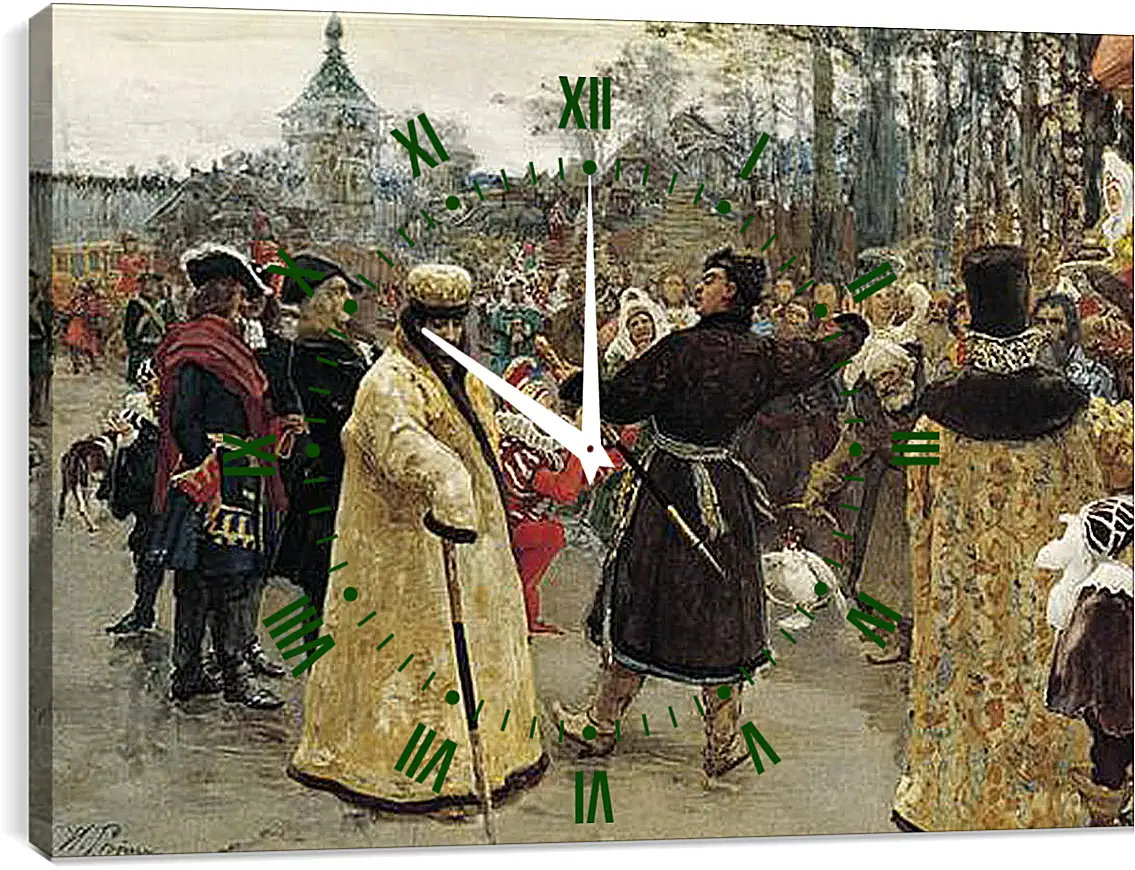 Часы картина - Приезд царей Петра и Иоанна. Илья Репин
