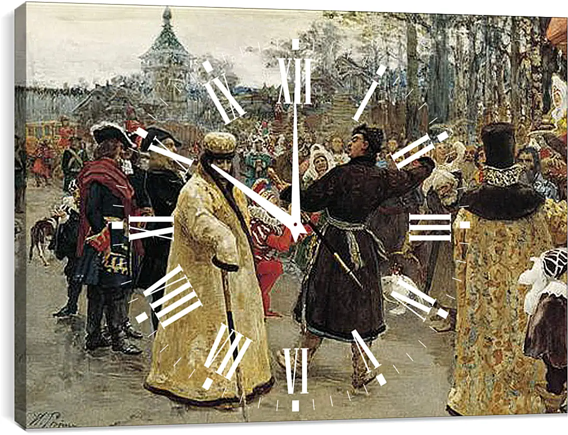 Часы картина - Приезд царей Петра и Иоанна. Илья Репин