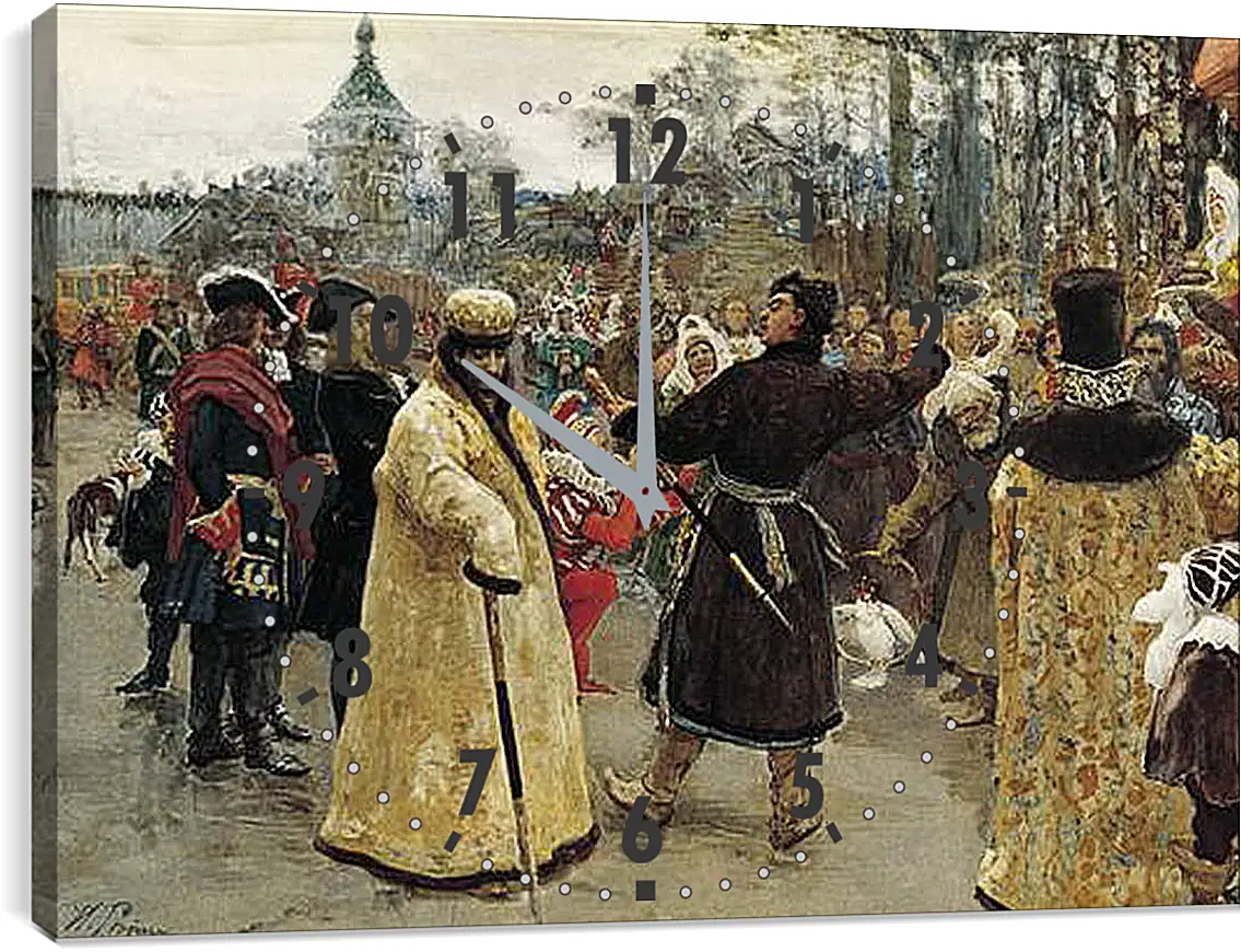 Часы картина - Приезд царей Петра и Иоанна. Илья Репин