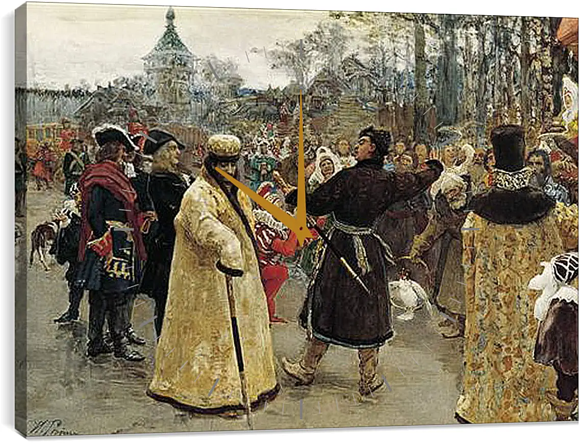 Часы картина - Приезд царей Петра и Иоанна. Илья Репин