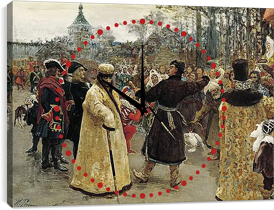 Часы картина - Приезд царей Петра и Иоанна. Илья Репин