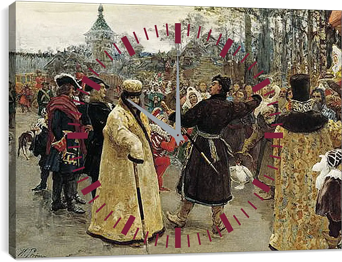 Часы картина - Приезд царей Петра и Иоанна. Илья Репин
