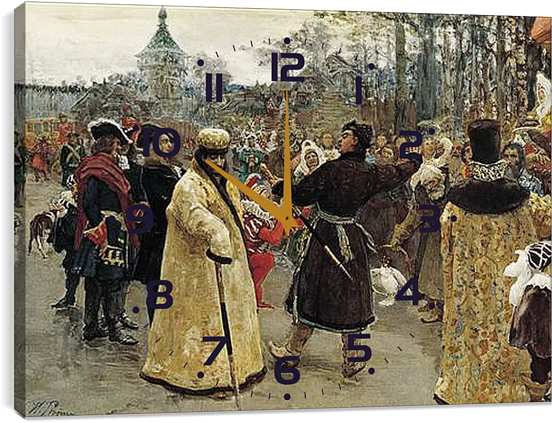 Часы картина - Приезд царей Петра и Иоанна. Илья Репин