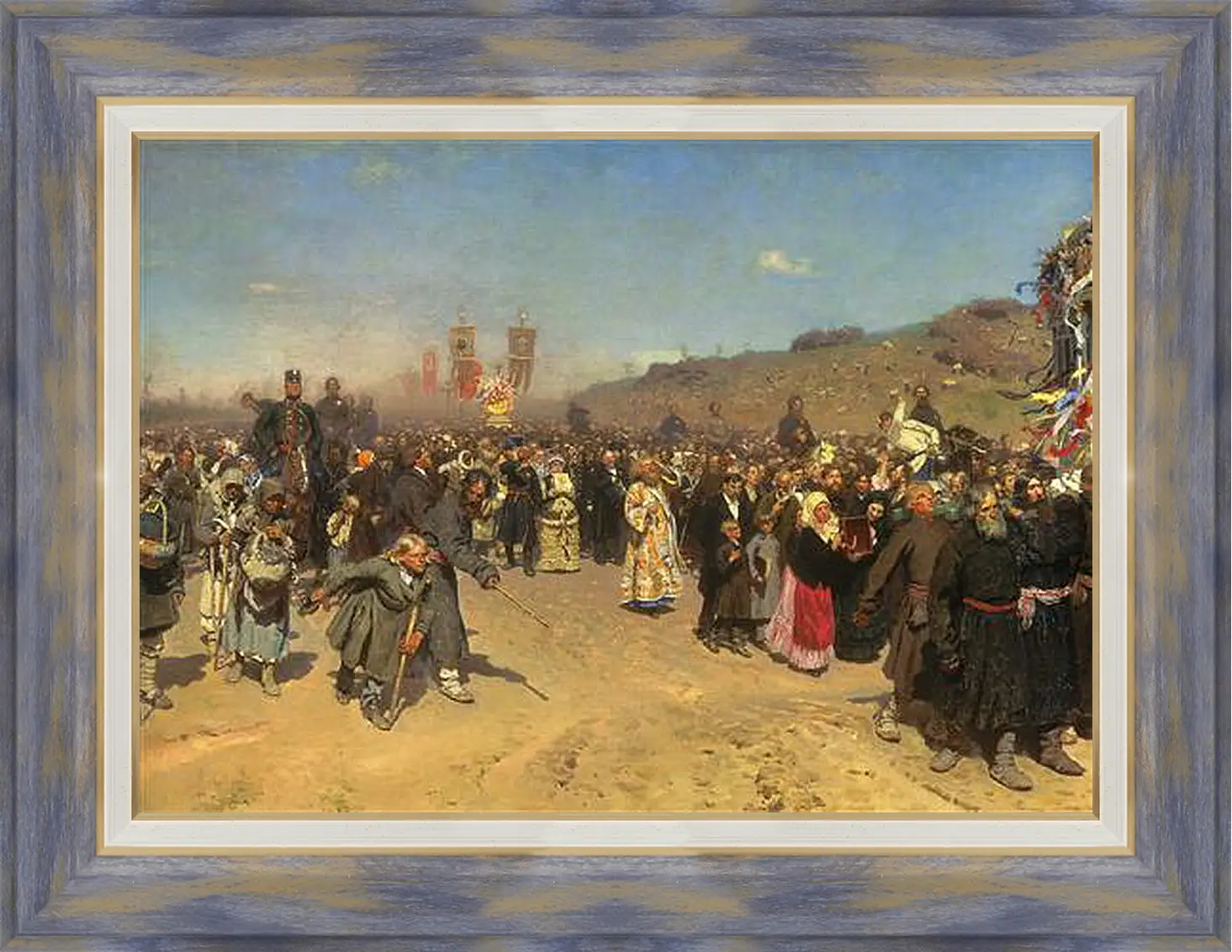 Картина в раме - Крестный ход в Курской губернии. Илья Репин