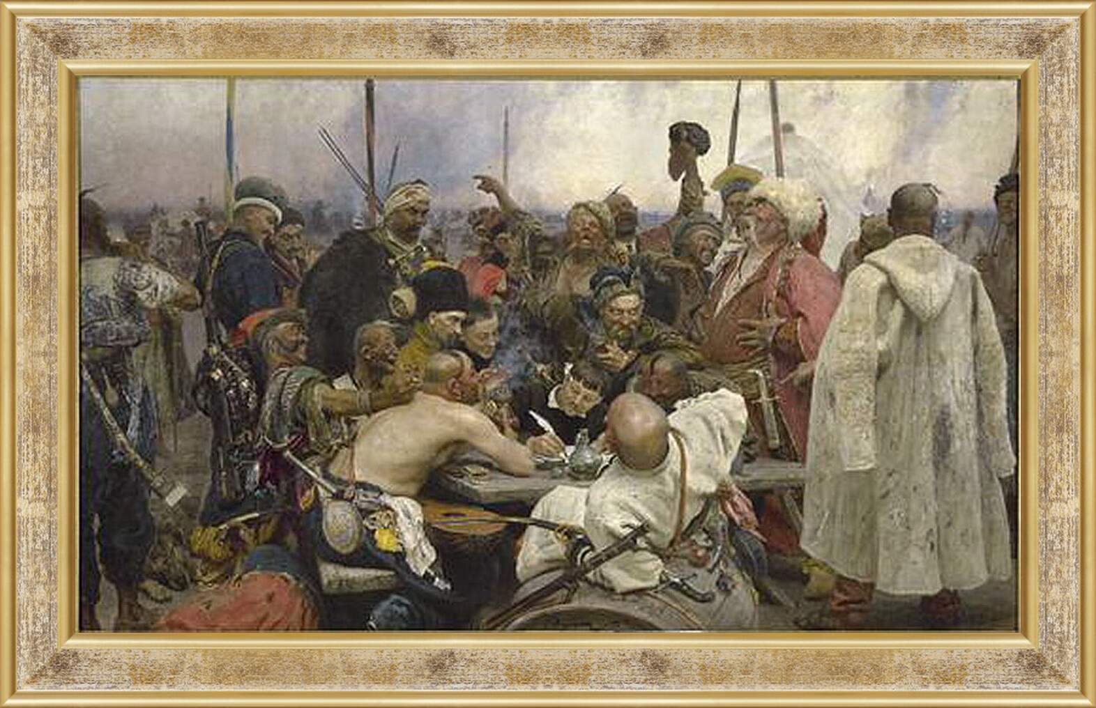 Картина в раме - Запорожцы пишут письмо турецкому султану. Илья Репин
