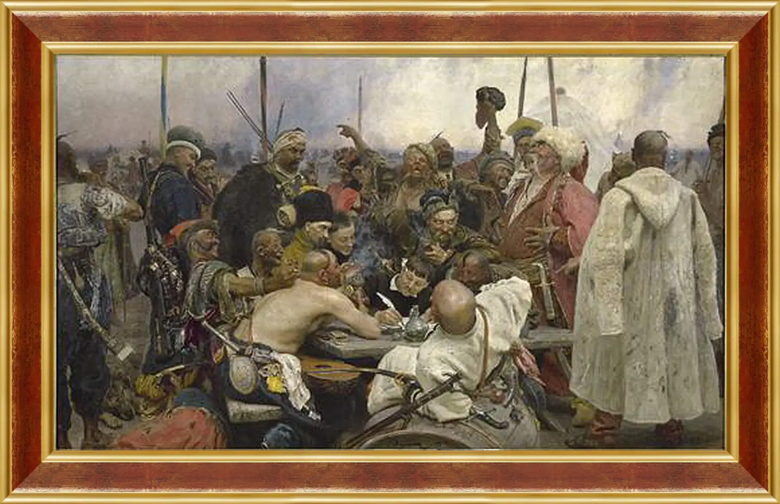Картина в раме - Запорожцы пишут письмо турецкому султану. Илья Репин