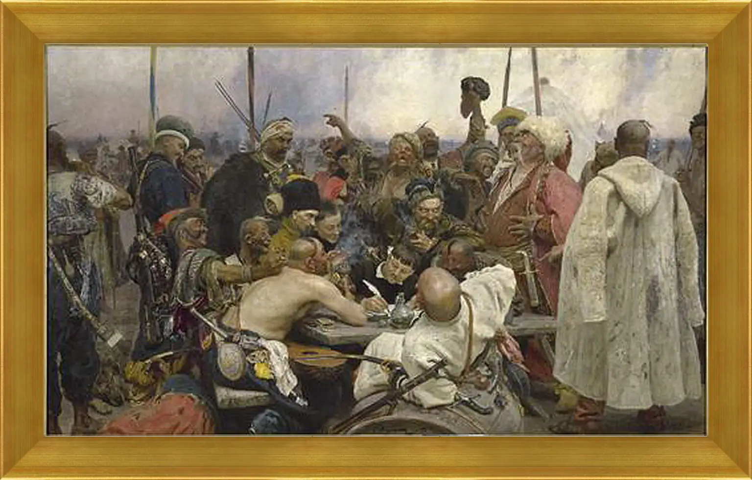 Картина в раме - Запорожцы пишут письмо турецкому султану. Илья Репин