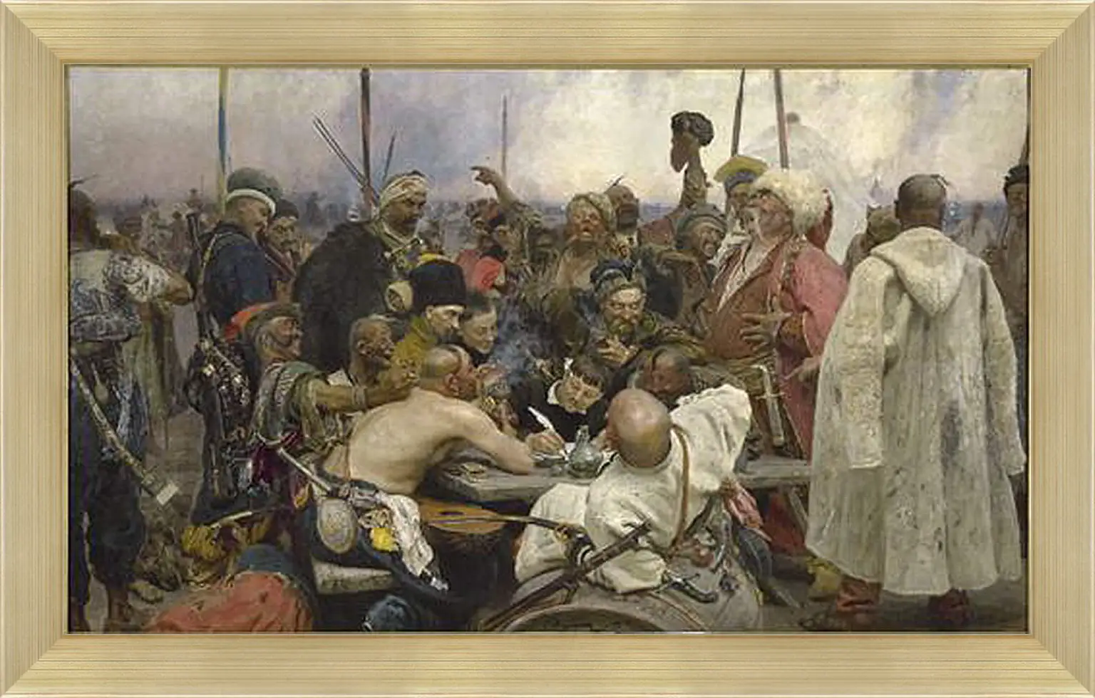 Картина в раме - Запорожцы пишут письмо турецкому султану. Илья Репин