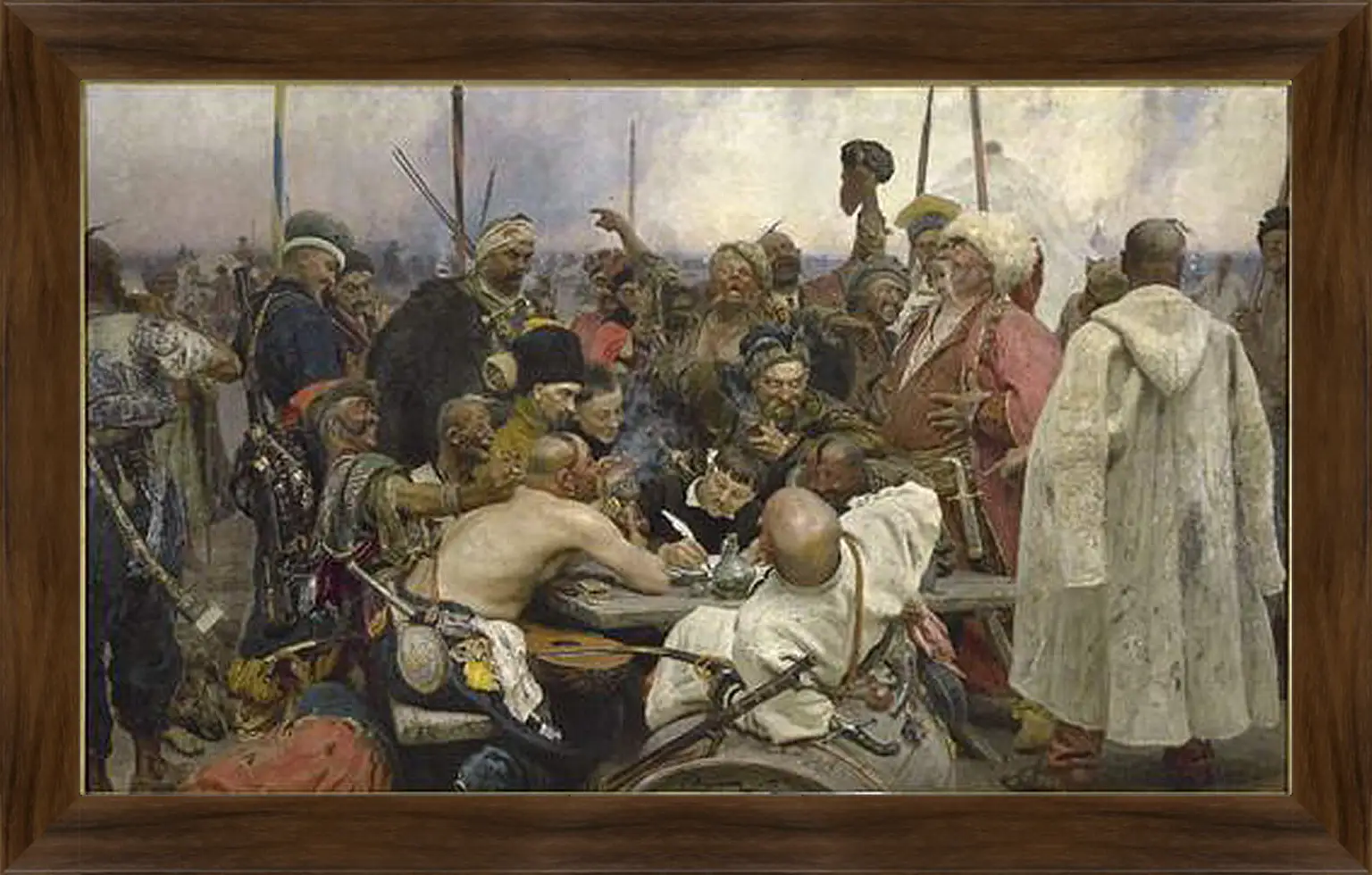 Картина в раме - Запорожцы пишут письмо турецкому султану. Илья Репин