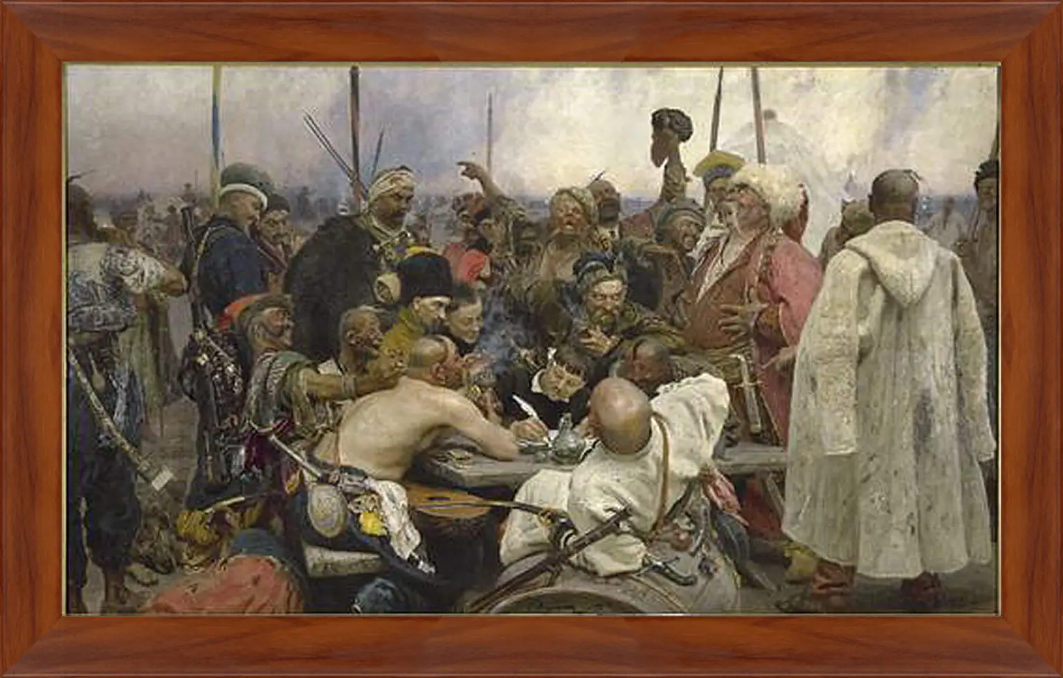 Картина в раме - Запорожцы пишут письмо турецкому султану. Илья Репин
