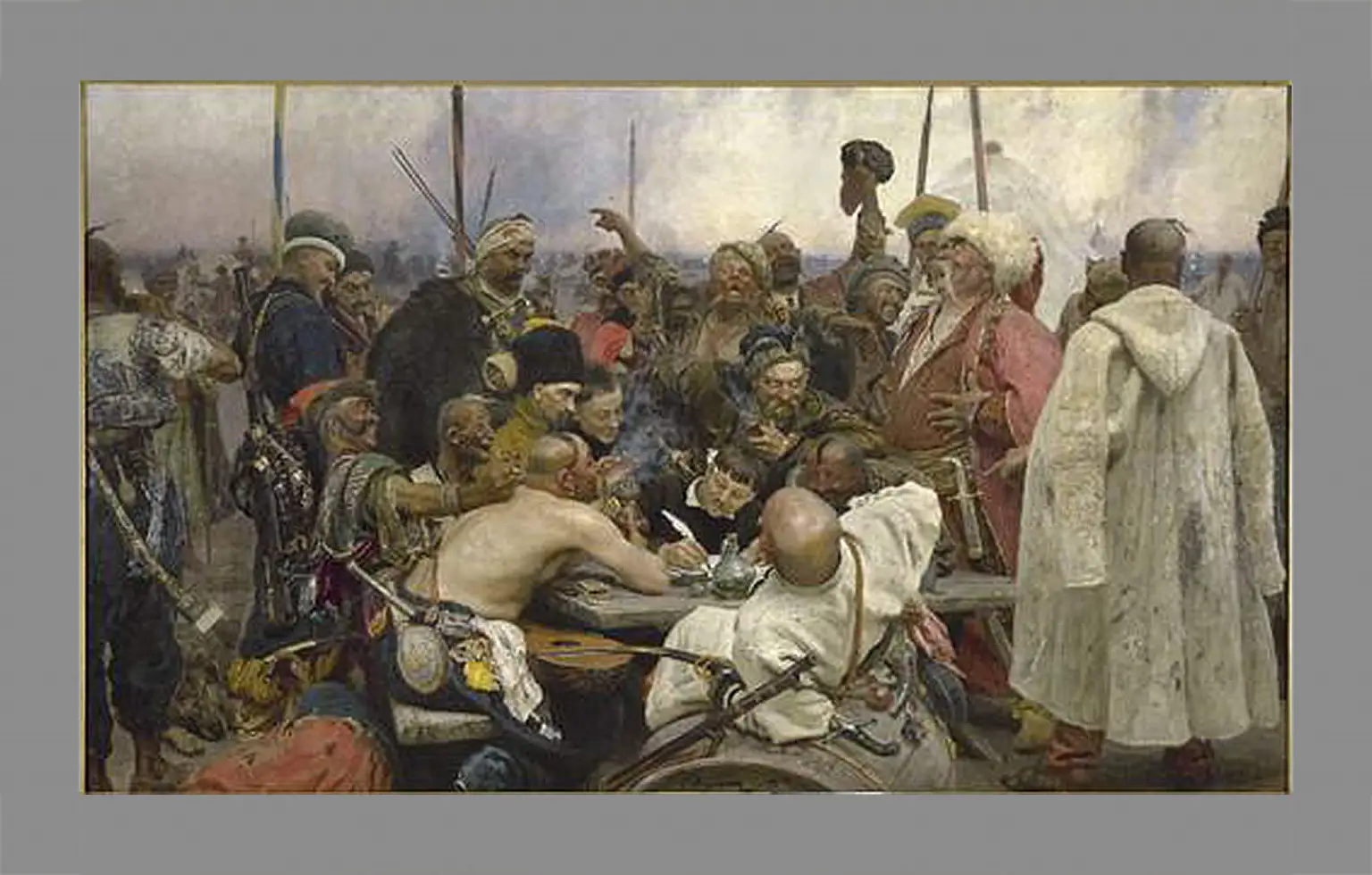 Картина в раме - Запорожцы пишут письмо турецкому султану. Илья Репин