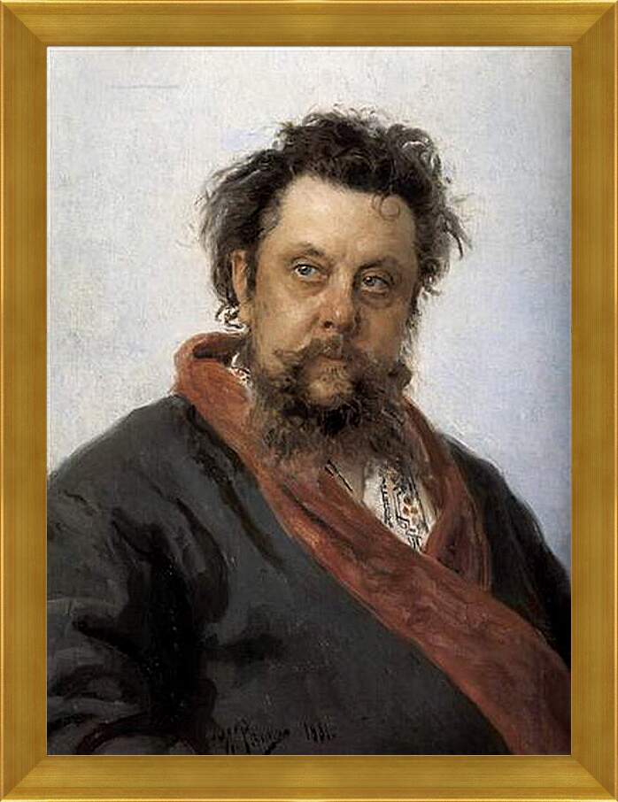 Картина в раме - Портрет композитора М. П. Мусоргского. Илья Репин
