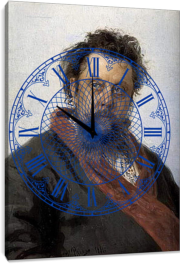 Часы картина - Портрет композитора М. П. Мусоргского. Илья Репин
