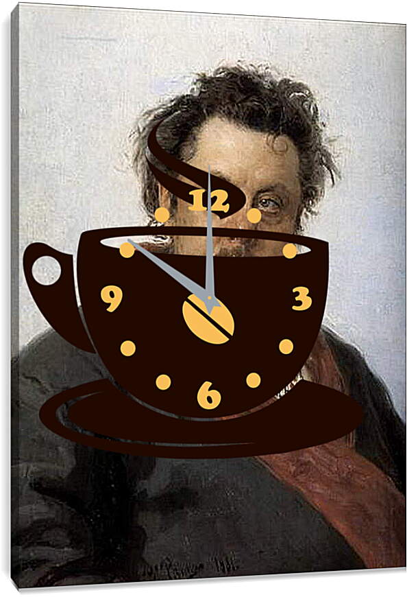 Часы картина - Портрет композитора М. П. Мусоргского. Илья Репин
