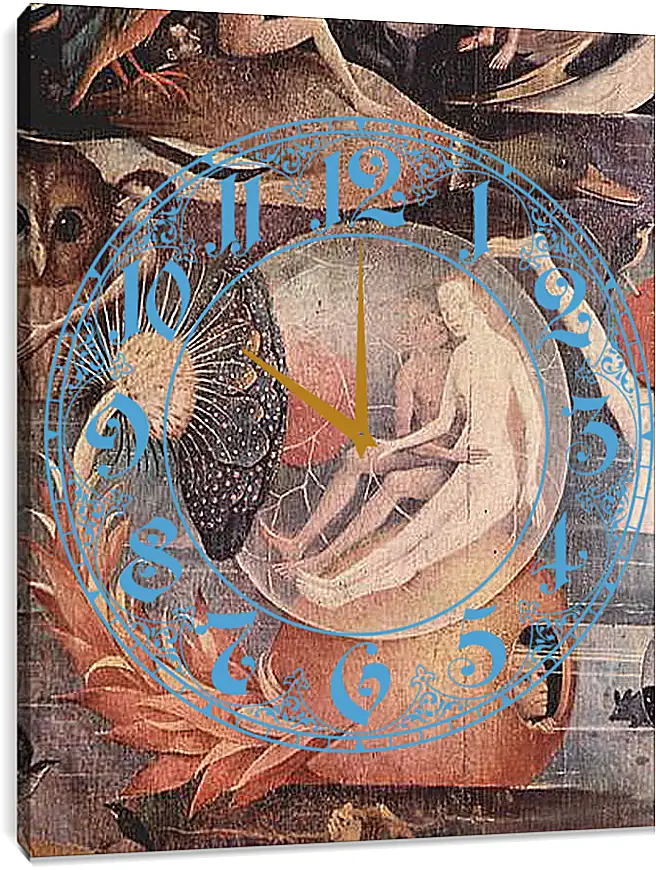 Часы картина - Сад земных наслаждений фрагмент. Иероним Босх