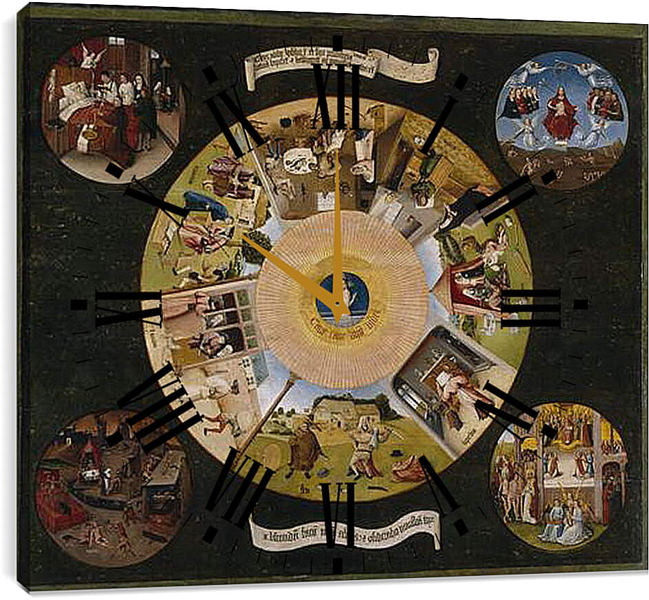 Часы картина - Семь смертных грехов. Иероним Босх
