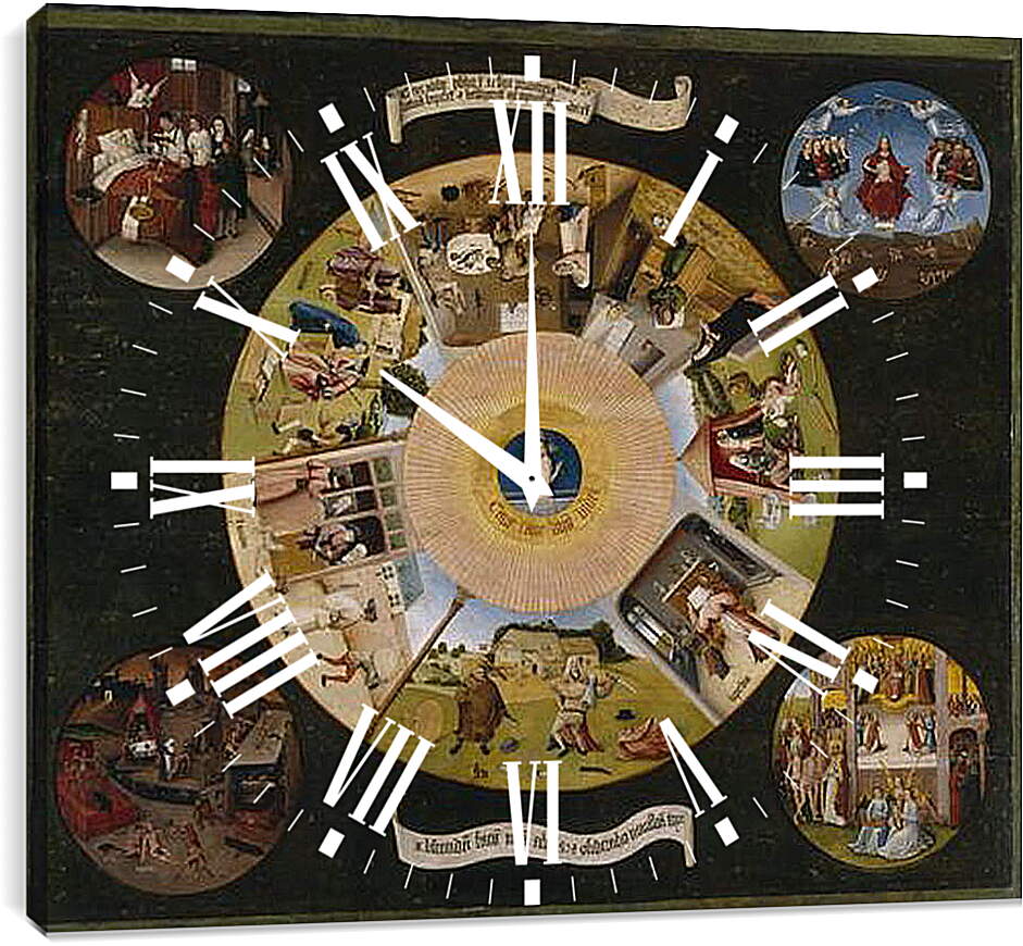 Часы картина - Семь смертных грехов. Иероним Босх
