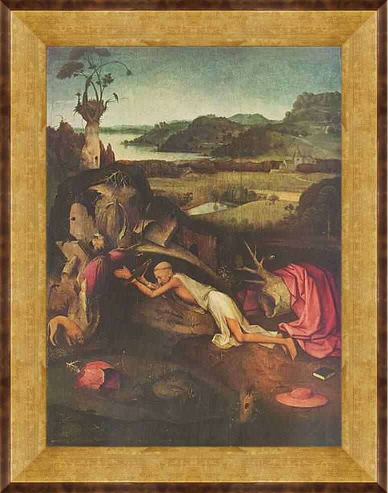 Картина в раме - Св. Иероним за молитвой. Иероним Босх
