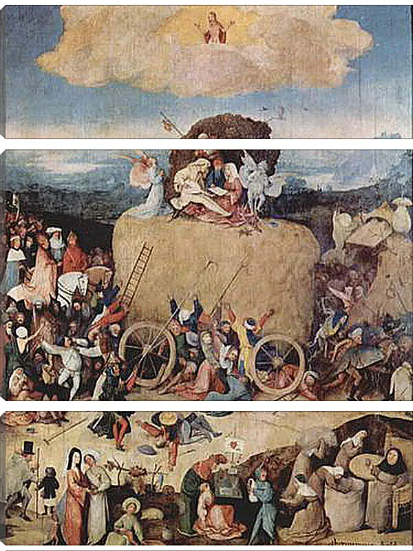 Модульная картина - Воз сена, триптих, центральная часть - воз сена. Иероним Босх