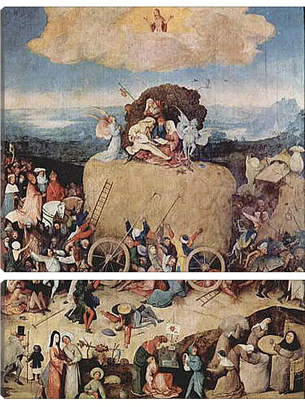Модульная картина - Воз сена, триптих, центральная часть - воз сена. Иероним Босх
