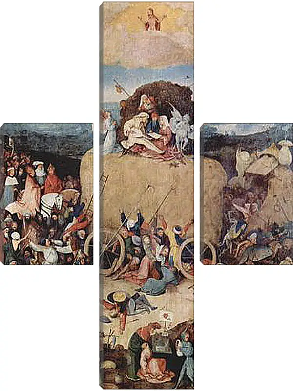 Модульная картина - Воз сена, триптих, центральная часть - воз сена. Иероним Босх