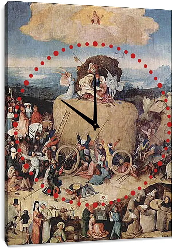 Часы картина - Воз сена, триптих, центральная часть - воз сена. Иероним Босх