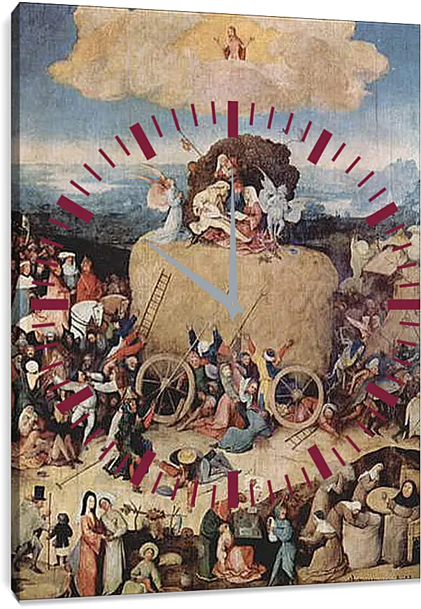 Часы картина - Воз сена, триптих, центральная часть - воз сена. Иероним Босх