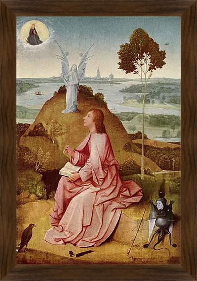 Картина в раме - Hl. Johannes der Evangelist auf Patmos. Иероним Босх
