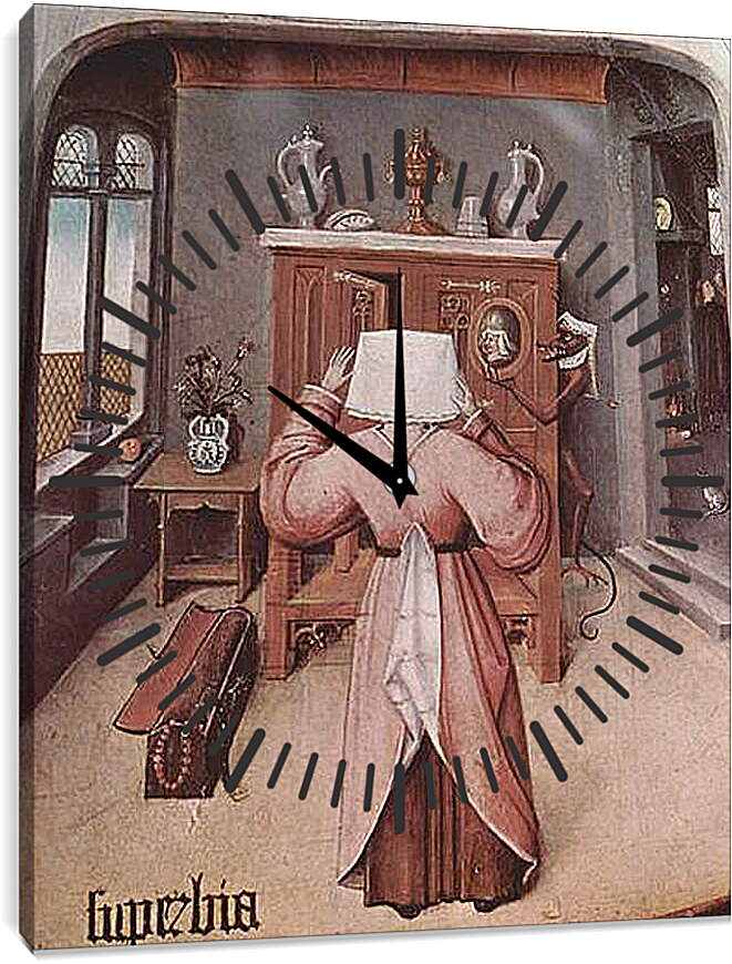 Часы картина - Tisch mit Szenen zu den sieben Todsunden und den letzten vier Dingen. Иероним Босх
