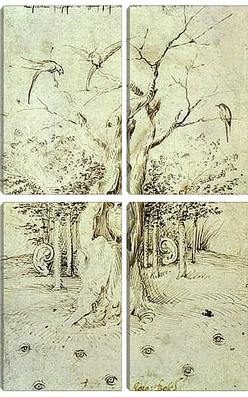 Модульная картина - The Trees Have Ears and the Field Has Eyes by Hieronymus Bosch. Иероним Босх