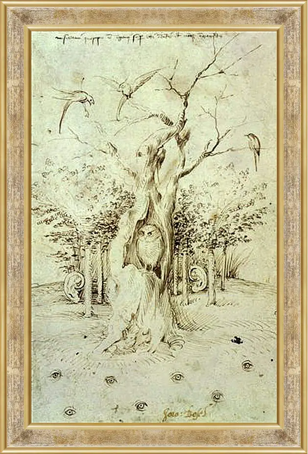 Картина в раме - The Trees Have Ears and the Field Has Eyes by Hieronymus Bosch. Иероним Босх
