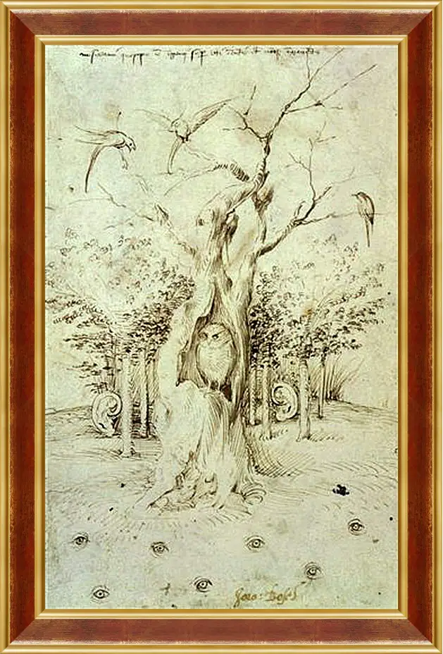 Картина в раме - The Trees Have Ears and the Field Has Eyes by Hieronymus Bosch. Иероним Босх
