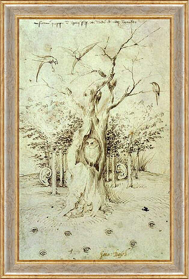 Картина в раме - The Trees Have Ears and the Field Has Eyes by Hieronymus Bosch. Иероним Босх
