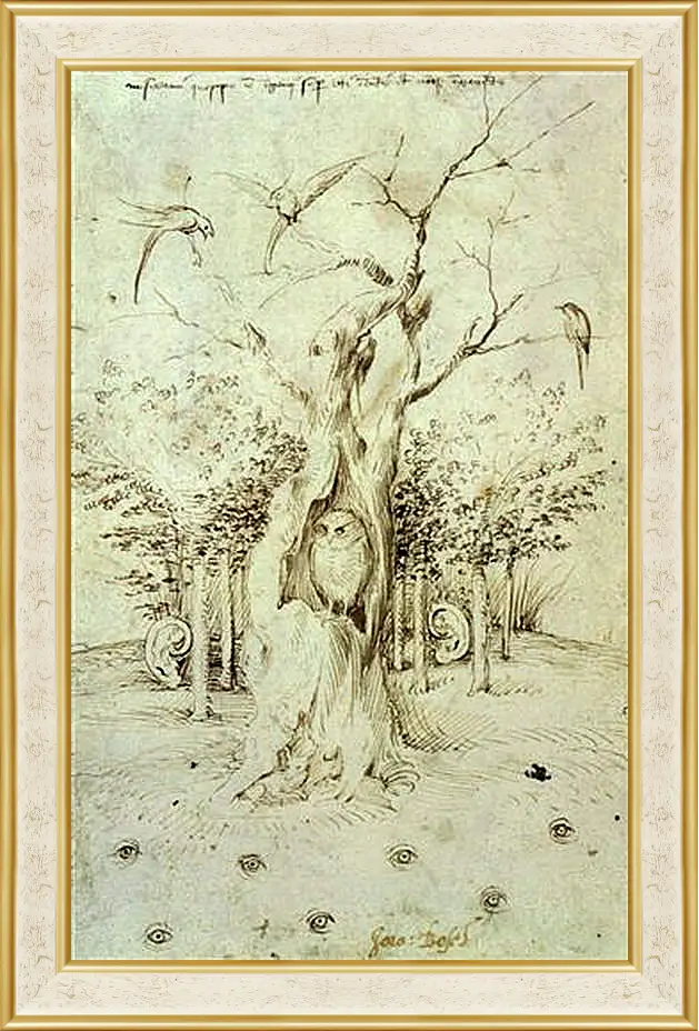 Картина в раме - The Trees Have Ears and the Field Has Eyes by Hieronymus Bosch. Иероним Босх