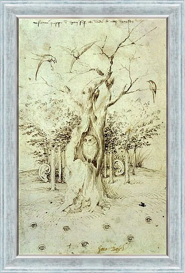 Картина в раме - The Trees Have Ears and the Field Has Eyes by Hieronymus Bosch. Иероним Босх
