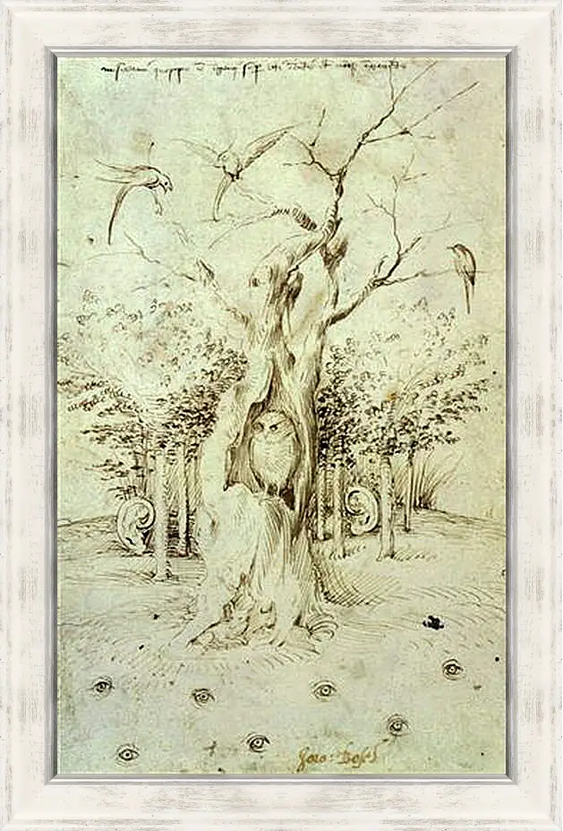 Картина в раме - The Trees Have Ears and the Field Has Eyes by Hieronymus Bosch. Иероним Босх
