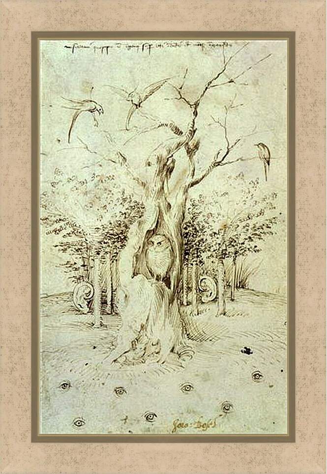 Картина в раме - The Trees Have Ears and the Field Has Eyes by Hieronymus Bosch. Иероним Босх
