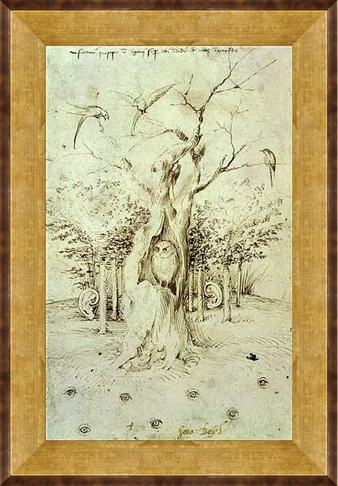 Картина в раме - The Trees Have Ears and the Field Has Eyes by Hieronymus Bosch. Иероним Босх