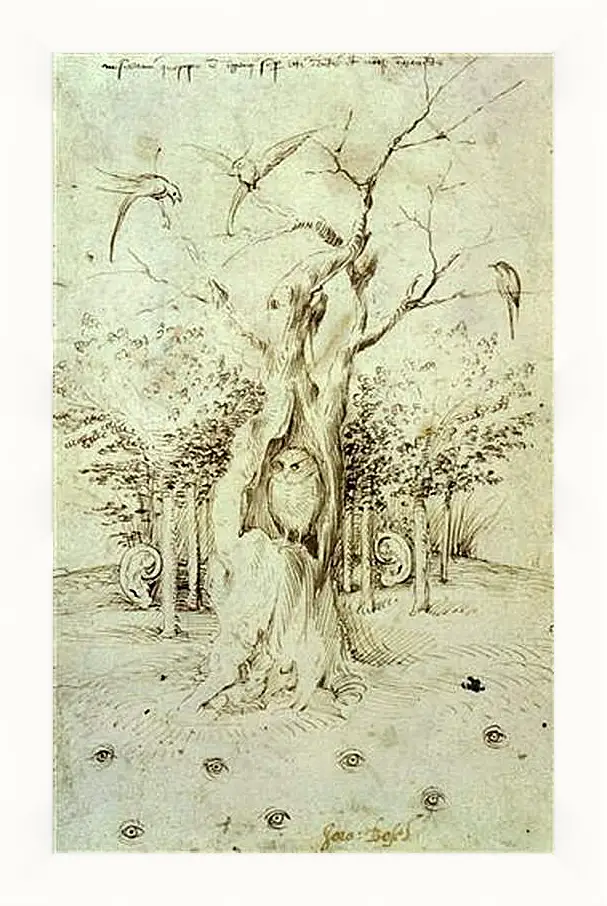 Картина в раме - The Trees Have Ears and the Field Has Eyes by Hieronymus Bosch. Иероним Босх
