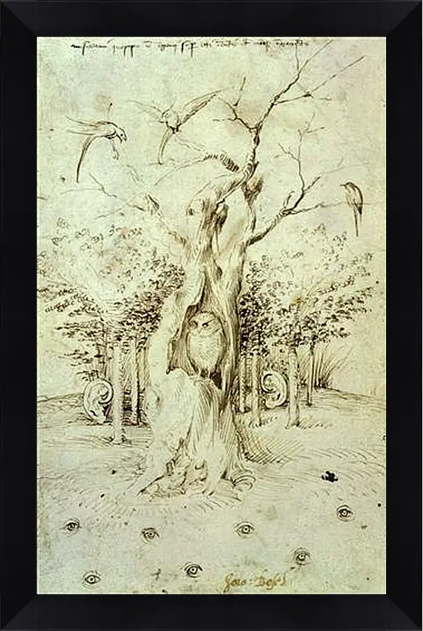 Картина в раме - The Trees Have Ears and the Field Has Eyes by Hieronymus Bosch. Иероним Босх
