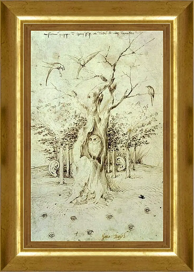 Картина в раме - The Trees Have Ears and the Field Has Eyes by Hieronymus Bosch. Иероним Босх