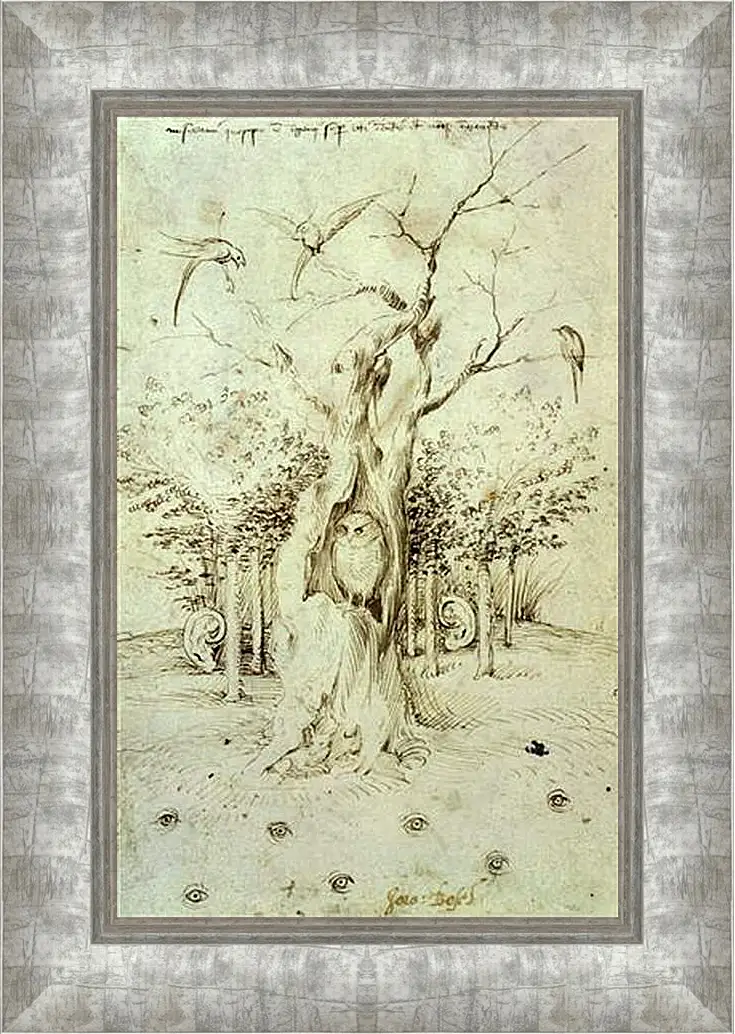 Картина в раме - The Trees Have Ears and the Field Has Eyes by Hieronymus Bosch. Иероним Босх
